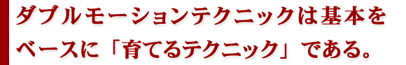ダブルモーションテクニックは基本ベースに「育てるテクニック」である。