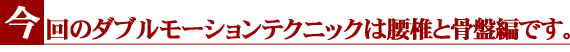 今回のダブルモーションテクニックは腰椎と骨盤編です。